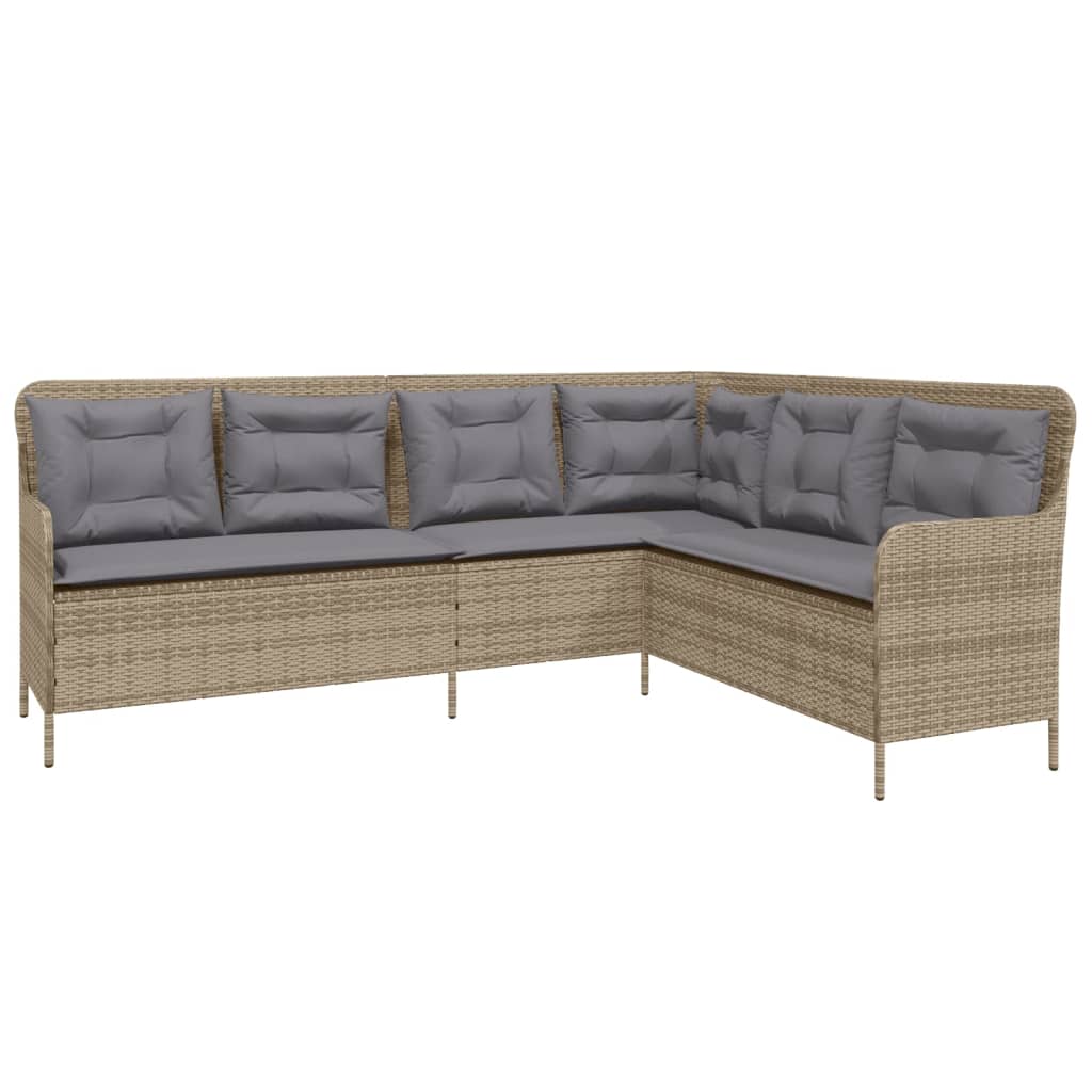 Tuinbank met kussens L-vormig poly rattan beige is nu te koop bij PeponiXL, paradijselijk wonen!