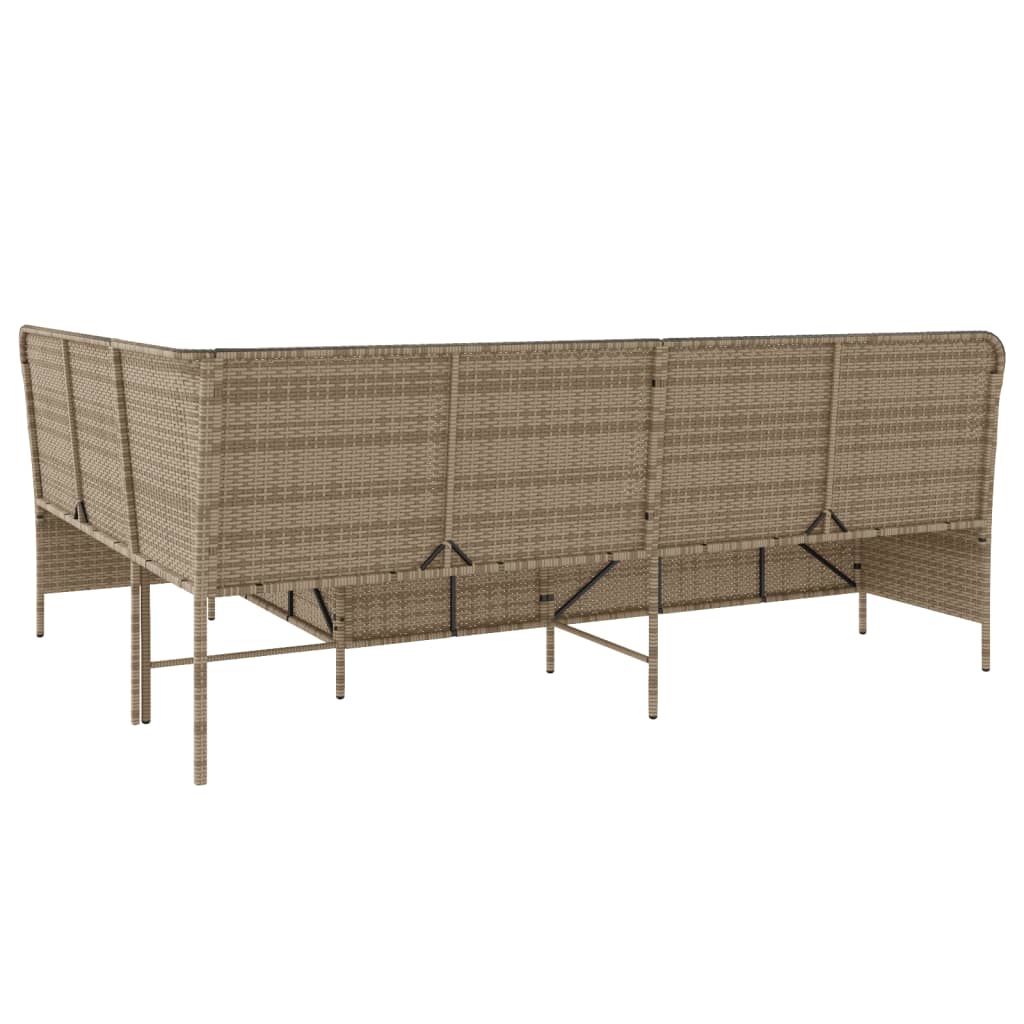 Tuinbank met kussens L-vormig poly rattan beige is nu te koop bij PeponiXL, paradijselijk wonen!