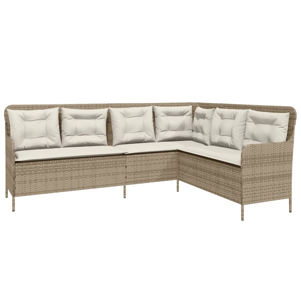 Tuinbank met kussens L-vormig poly rattan beige is nu te koop bij PeponiXL, paradijselijk wonen!