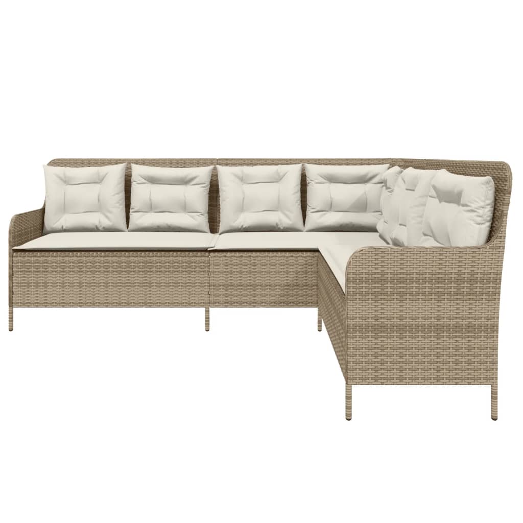 Tuinbank met kussens L-vormig poly rattan beige is nu te koop bij PeponiXL, paradijselijk wonen!