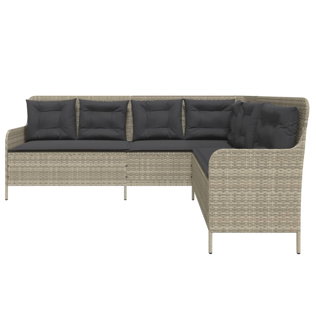 Tuinbank met kussens L-vormig poly rattan lichtgrijs is nu te koop bij PeponiXL, paradijselijk wonen!