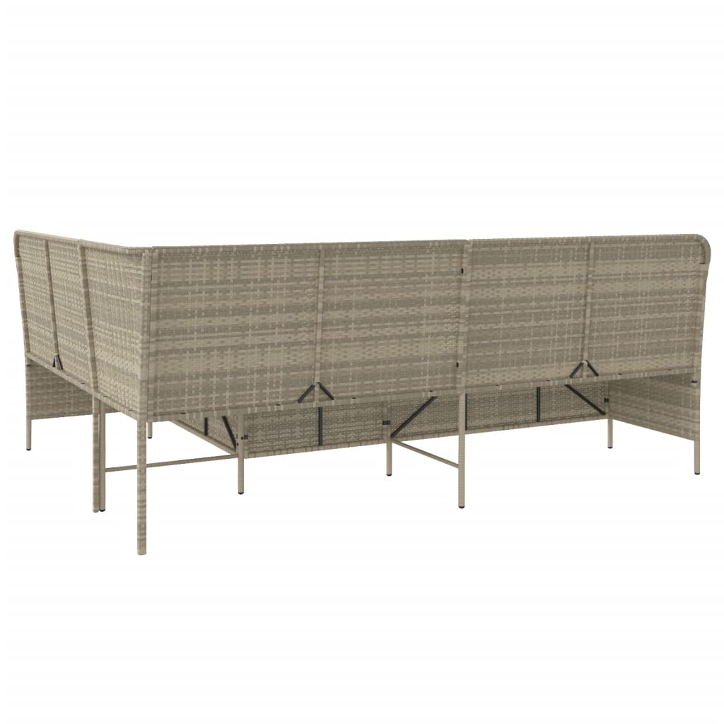 Tuinbank met kussens L-vormig poly rattan lichtgrijs is nu te koop bij PeponiXL, paradijselijk wonen!