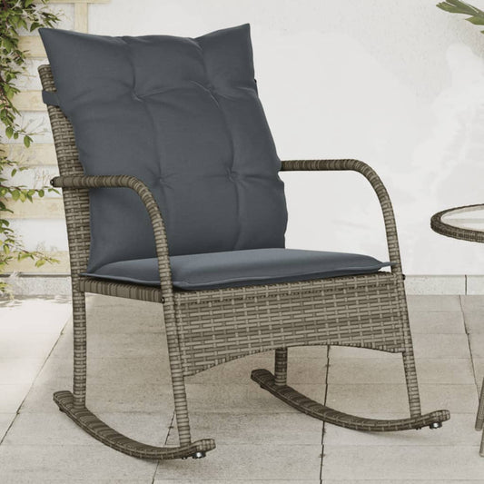 Tuinschommelstoel met kussens poly rattan grijs is nu te koop bij PeponiXL, paradijselijk wonen!