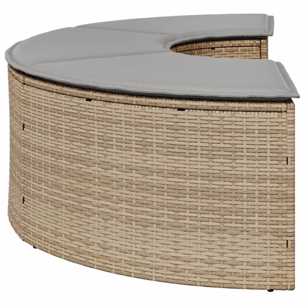 Tuinvoetenbank met kussen poly rattan beige is nu te koop bij PeponiXL, paradijselijk wonen!