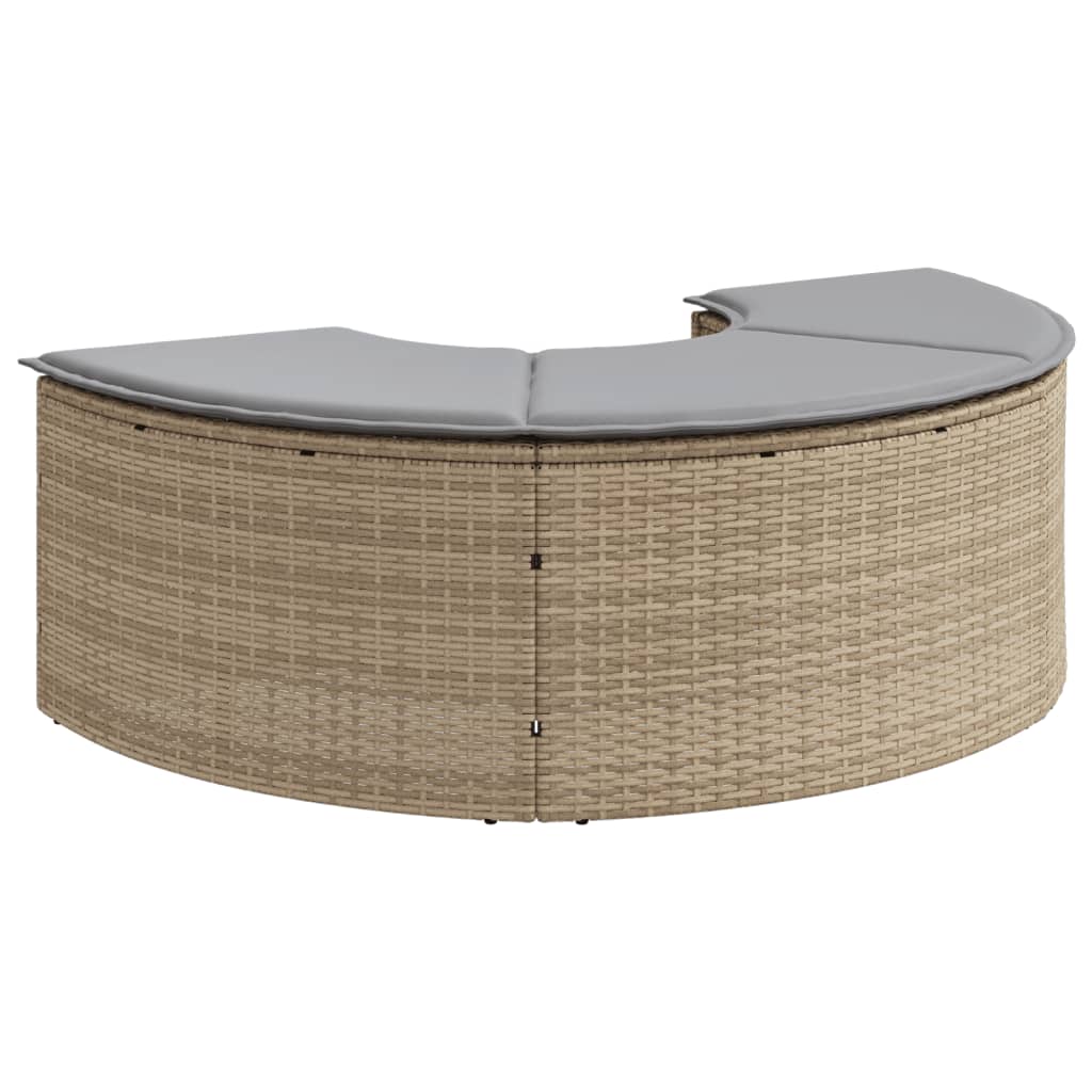 Tuinvoetenbank met kussen poly rattan beige is nu te koop bij PeponiXL, paradijselijk wonen!