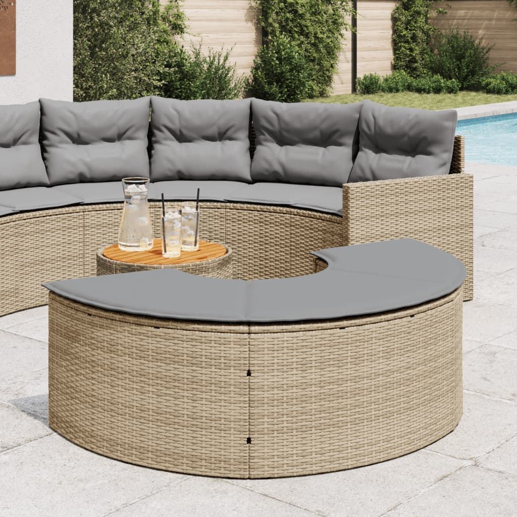 Tuinvoetenbank met kussen poly rattan beige is nu te koop bij PeponiXL, paradijselijk wonen!