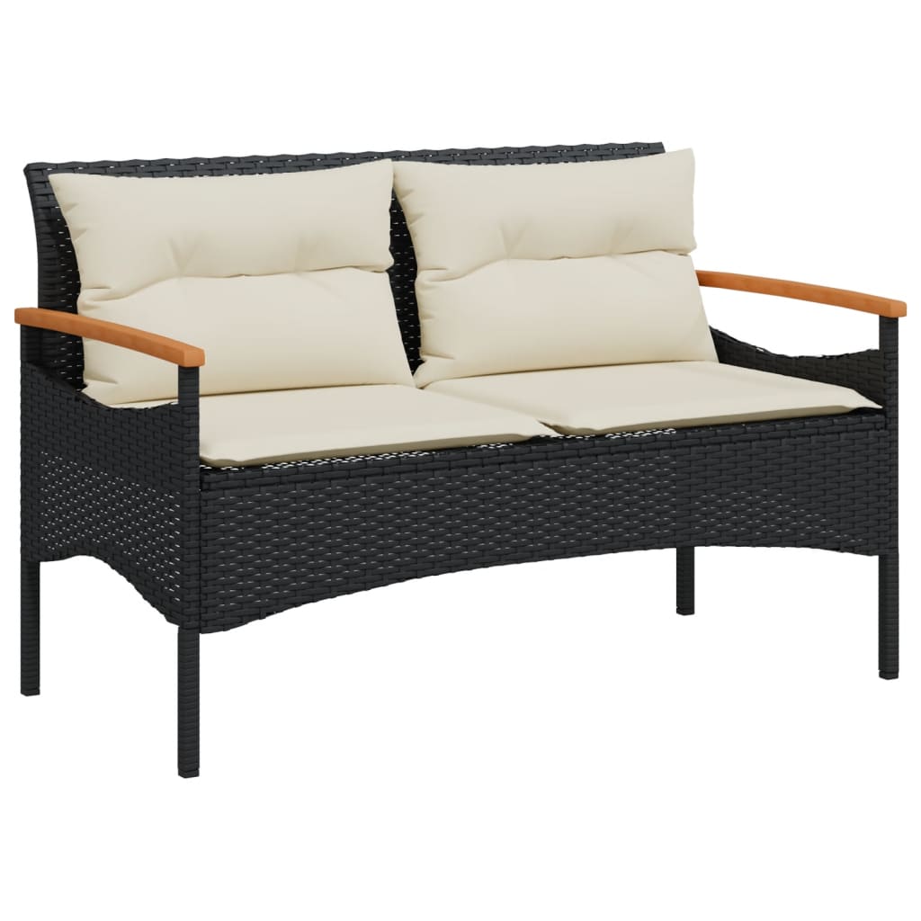 4-delige Loungeset met kussens poly rattan zwart is nu te koop bij PeponiXL, paradijselijk wonen!