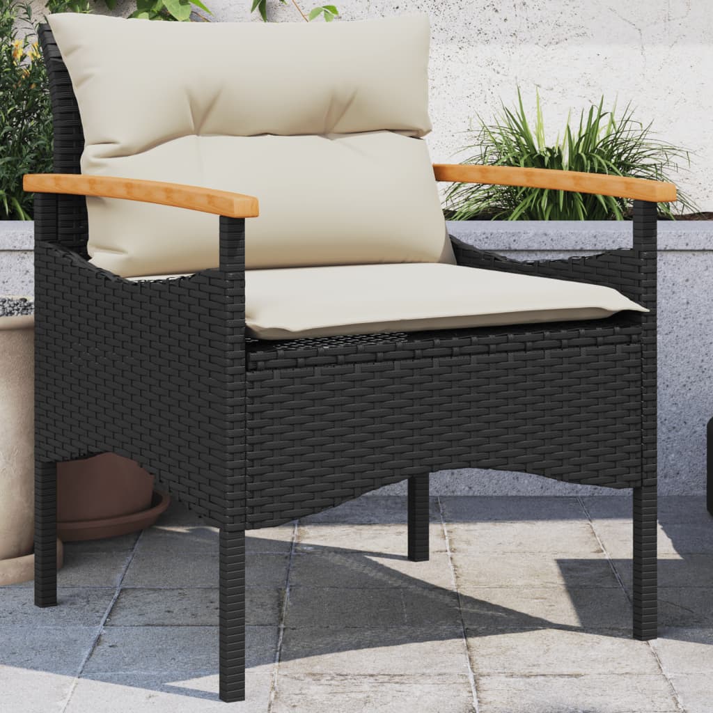 3-delige Loungeset met kussens poly rattan zwart is nu te koop bij PeponiXL, paradijselijk wonen!