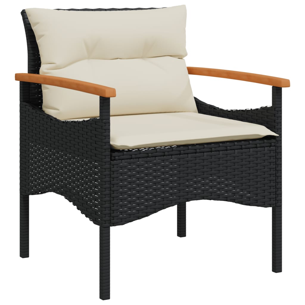3-delige Loungeset met kussens poly rattan zwart is nu te koop bij PeponiXL, paradijselijk wonen!