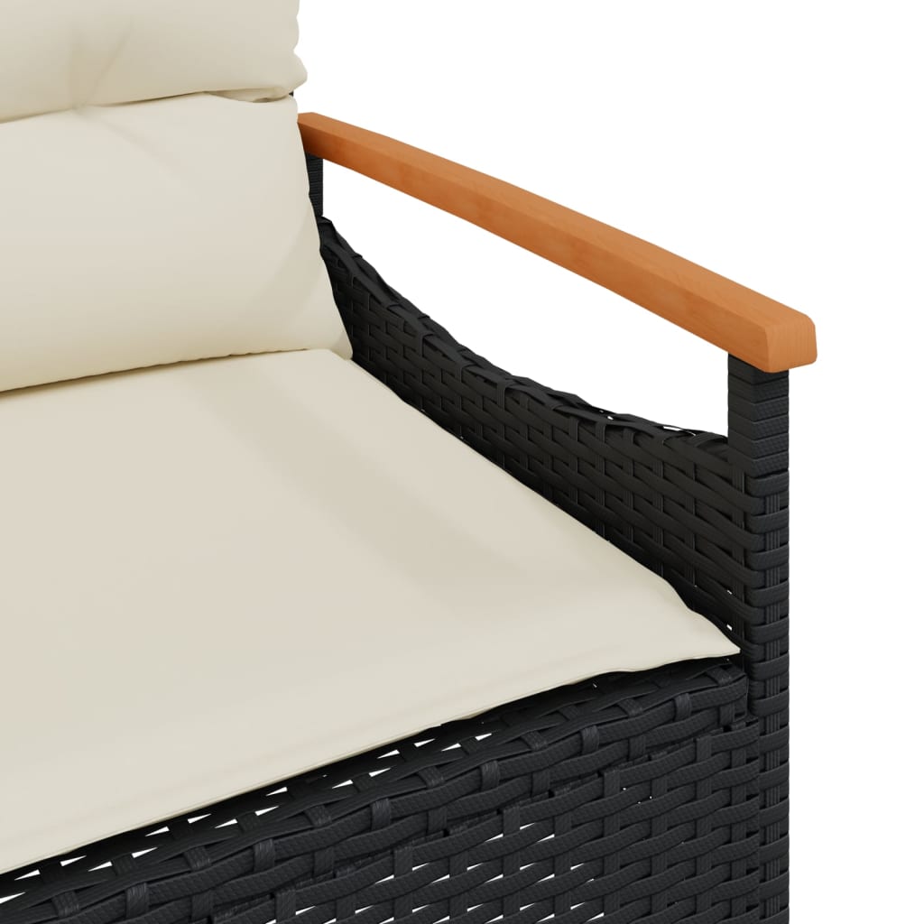 3-delige Loungeset met kussens poly rattan zwart is nu te koop bij PeponiXL, paradijselijk wonen!