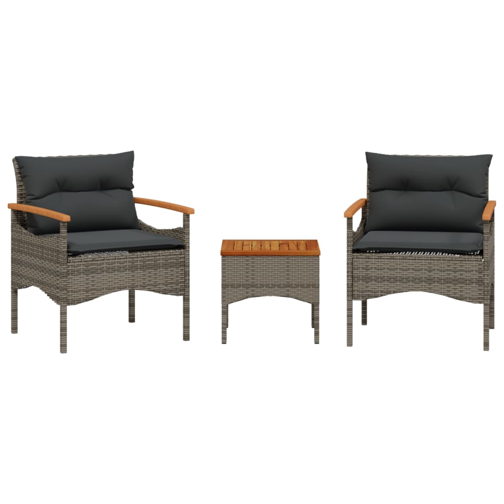 3-delige Loungeset met kussens poly rattan grijs is nu te koop bij PeponiXL, paradijselijk wonen!