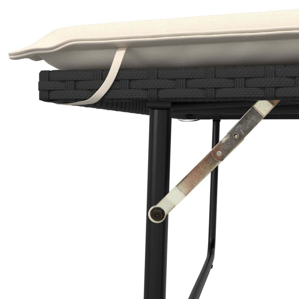 Tuinbank met kussens en voetenbank poly rattan zwart is nu te koop bij PeponiXL, paradijselijk wonen!