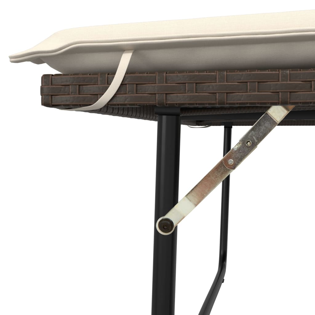 Tuinbank met kussens en voetenbank poly rattan bruin is nu te koop bij PeponiXL, paradijselijk wonen!