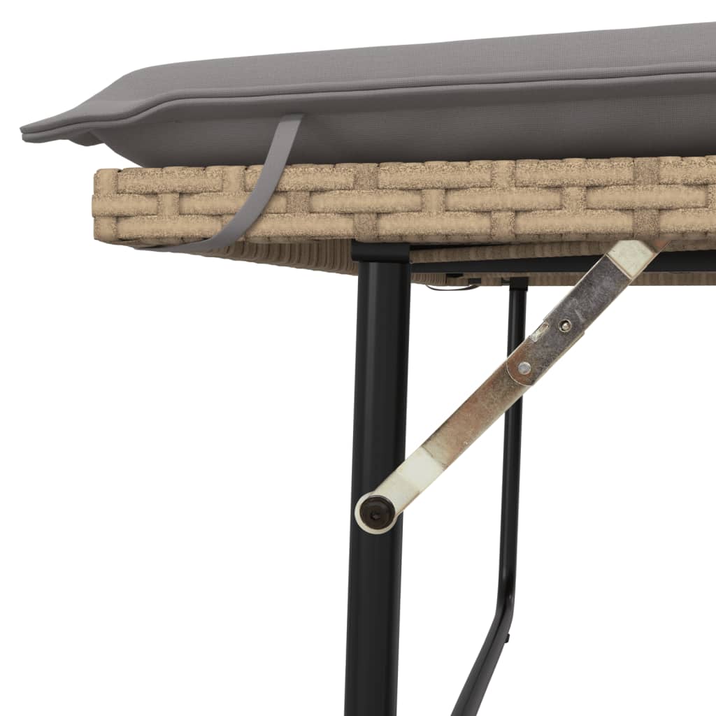 Tuinbank met kussens en voetenbank poly rattan beige is nu te koop bij PeponiXL, paradijselijk wonen!