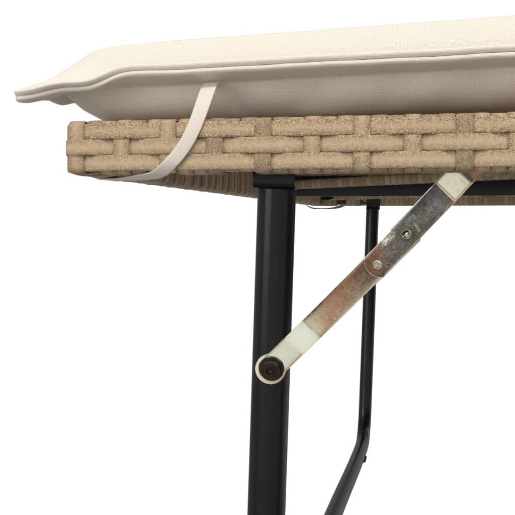 Tuinbank met kussens en voetenbank poly rattan beige is nu te koop bij PeponiXL, paradijselijk wonen!