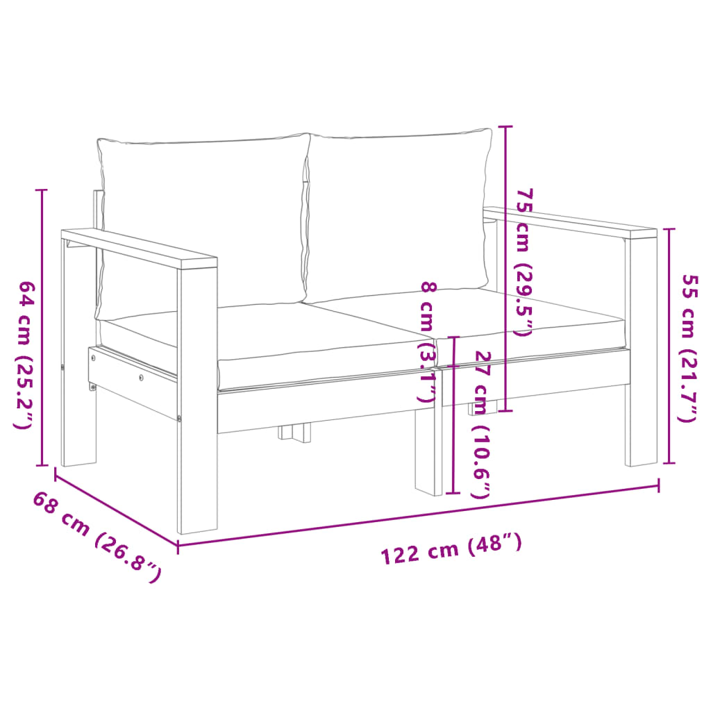 3-delige Loungeset met kussens massief acaciahout is nu te koop bij PeponiXL, paradijselijk wonen!