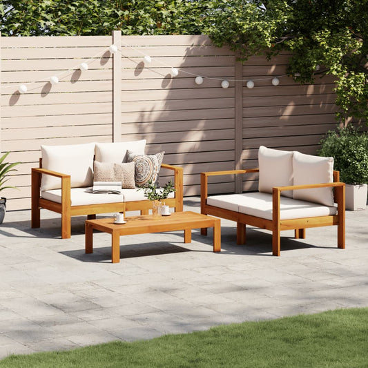 3-delige Loungeset met kussens massief acaciahout is nu te koop bij PeponiXL, paradijselijk wonen!