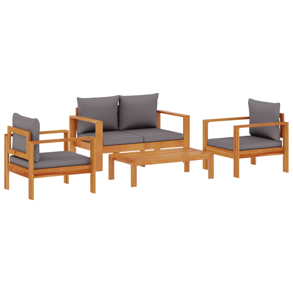 4-delige Loungeset met kussens massief acaciahout is nu te koop bij PeponiXL, paradijselijk wonen!
