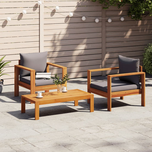 3-delige Loungeset met kussens massief acaciahout is nu te koop bij PeponiXL, paradijselijk wonen!
