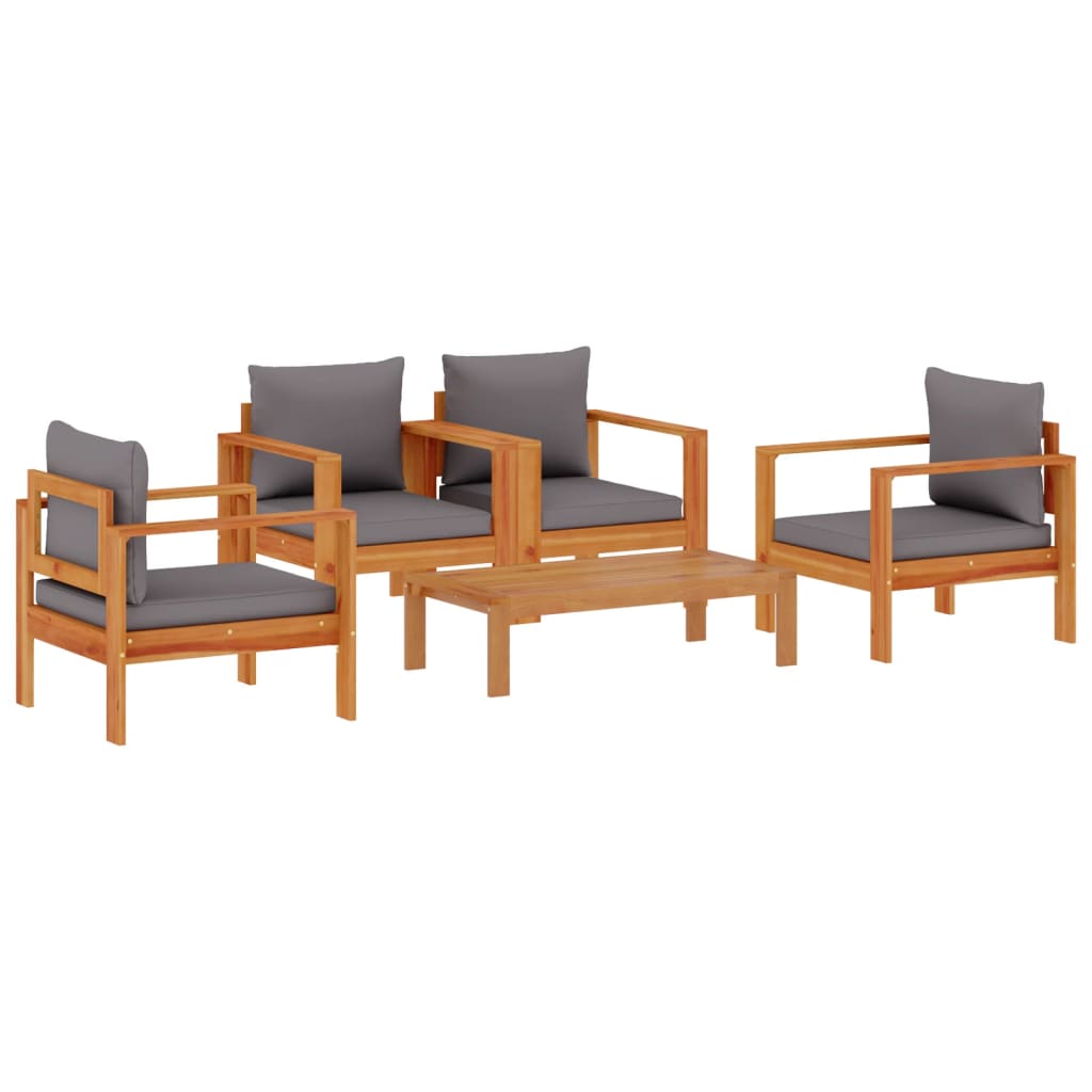 5-delige Loungeset met kussens massief acaciahout is nu te koop bij PeponiXL, paradijselijk wonen!