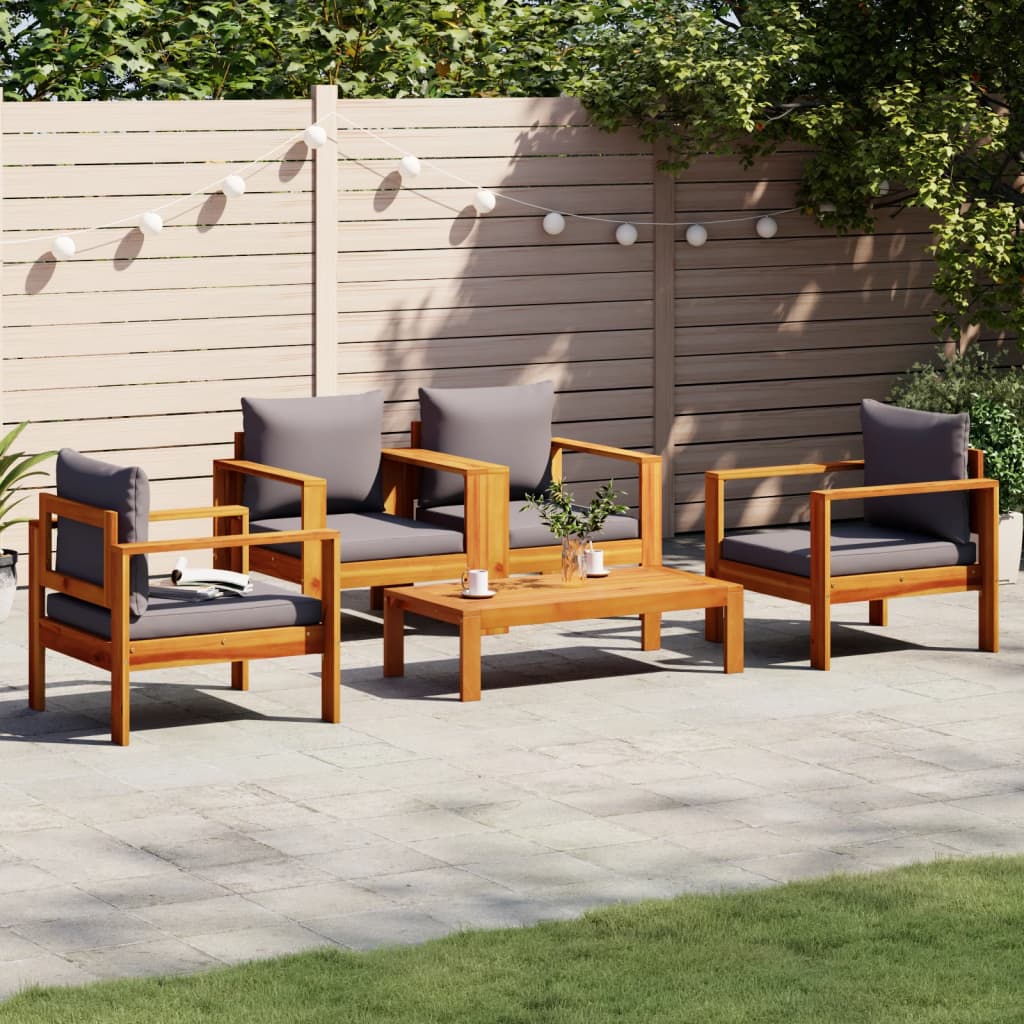 5-delige Loungeset met kussens massief acaciahout is nu te koop bij PeponiXL, paradijselijk wonen!