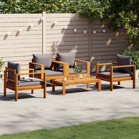5-delige Loungeset met kussens massief acaciahout is nu te koop bij PeponiXL, paradijselijk wonen!