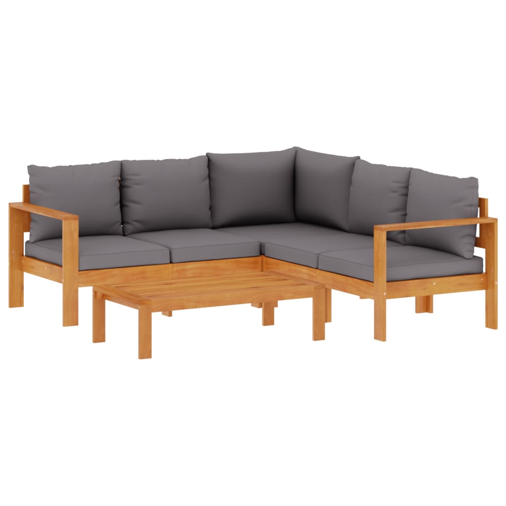 4-delige Loungeset met kussens massief acaciahout is nu te koop bij PeponiXL, paradijselijk wonen!
