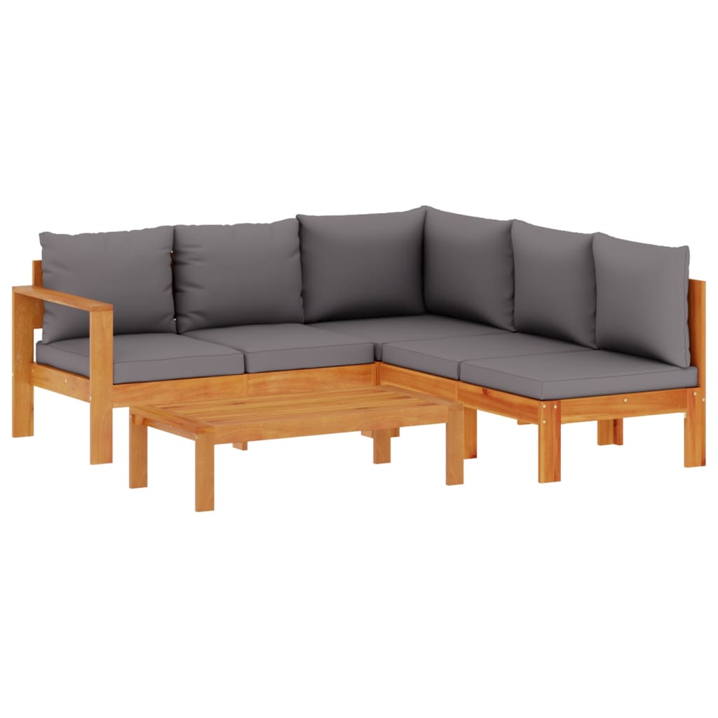4-delige Loungeset met kussens massief acaciahout is nu te koop bij PeponiXL, paradijselijk wonen!