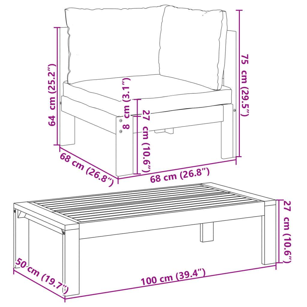 4-delige Loungeset met kussens massief acaciahout is nu te koop bij PeponiXL, paradijselijk wonen!