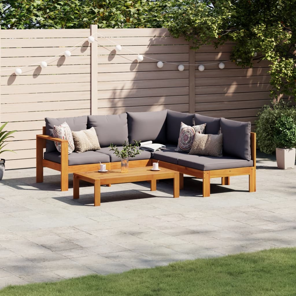 4-delige Loungeset met kussens massief acaciahout is nu te koop bij PeponiXL, paradijselijk wonen!