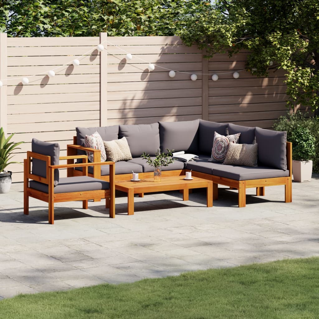 5-delige Loungeset met kussens massief acaciahout is nu te koop bij PeponiXL, paradijselijk wonen!