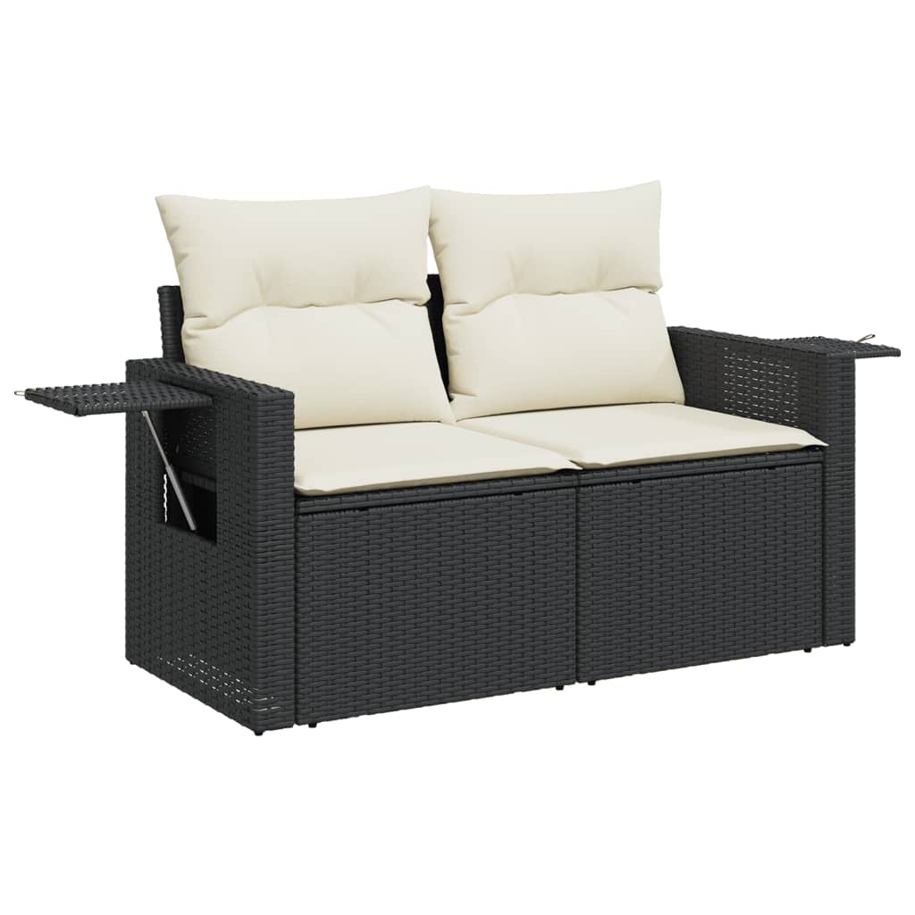 3-delige Loungeset met kussens poly rattan zwart is nu te koop bij PeponiXL, paradijselijk wonen!