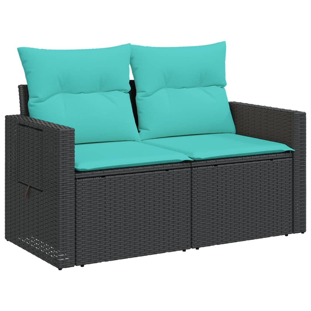 3-delige tuinbankset met kussens van zwart polyrotan is nu te koop bij PeponiXL, paradijselijk wonen!