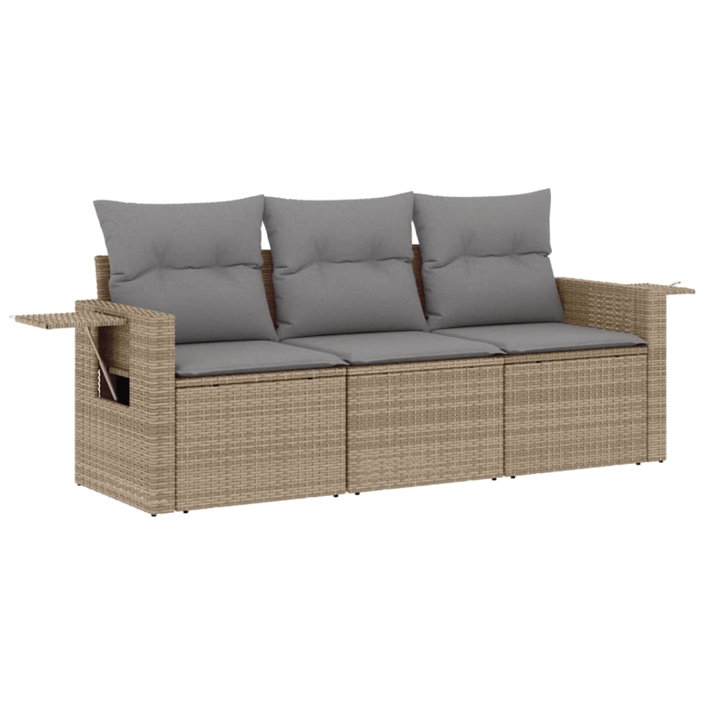 3-delige Loungeset met kussens poly rattan beige is nu te koop bij PeponiXL, paradijselijk wonen!