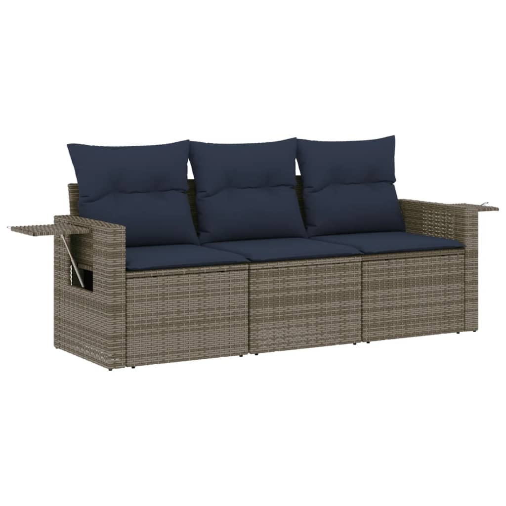 3-delige tuinbankset met kussens, grijs polyrotan is nu te koop bij PeponiXL, paradijselijk wonen!