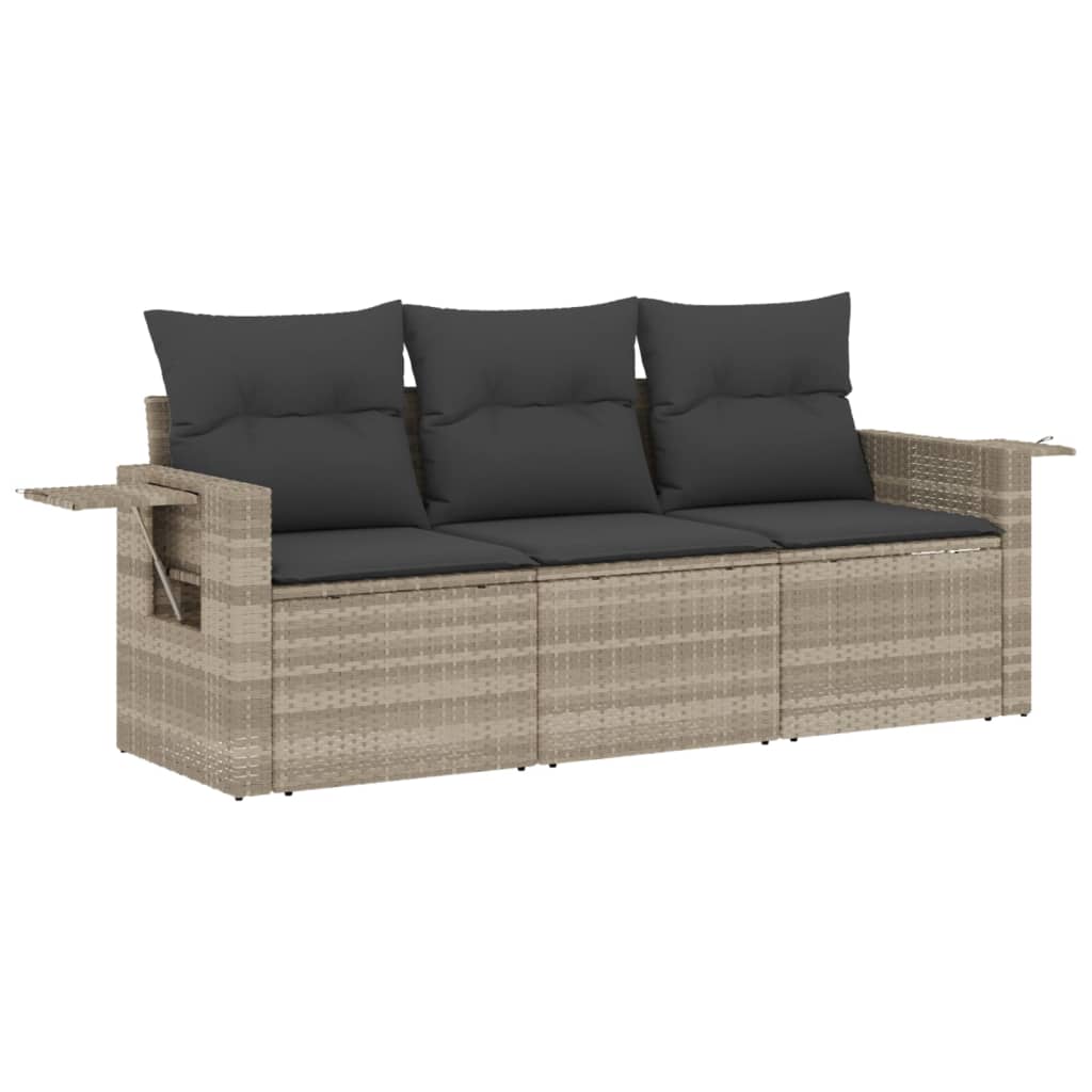 3-delige Loungeset met kussens poly rattan lichtgrijs is nu te koop bij PeponiXL, paradijselijk wonen!