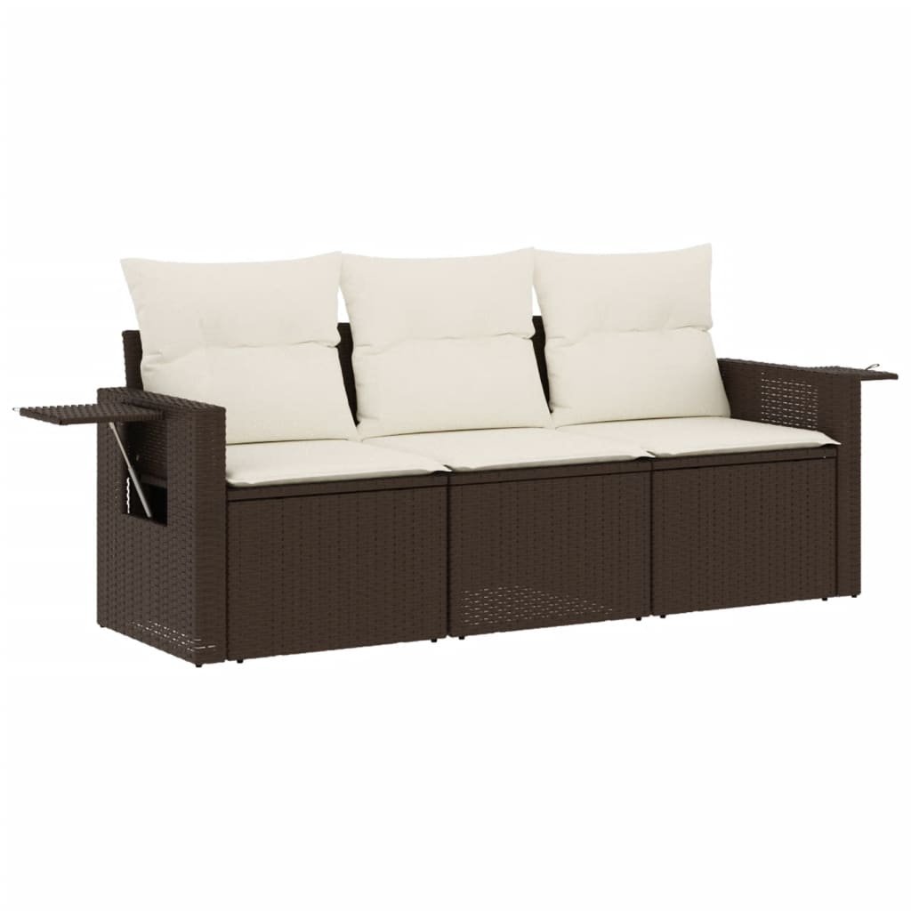 3-delige Loungeset met kussens poly rattan bruin is nu te koop bij PeponiXL, paradijselijk wonen!
