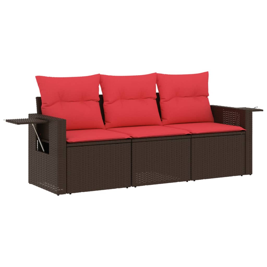 3-delige tuinbankset met kussens, bruin polyrotan is nu te koop bij PeponiXL, paradijselijk wonen!