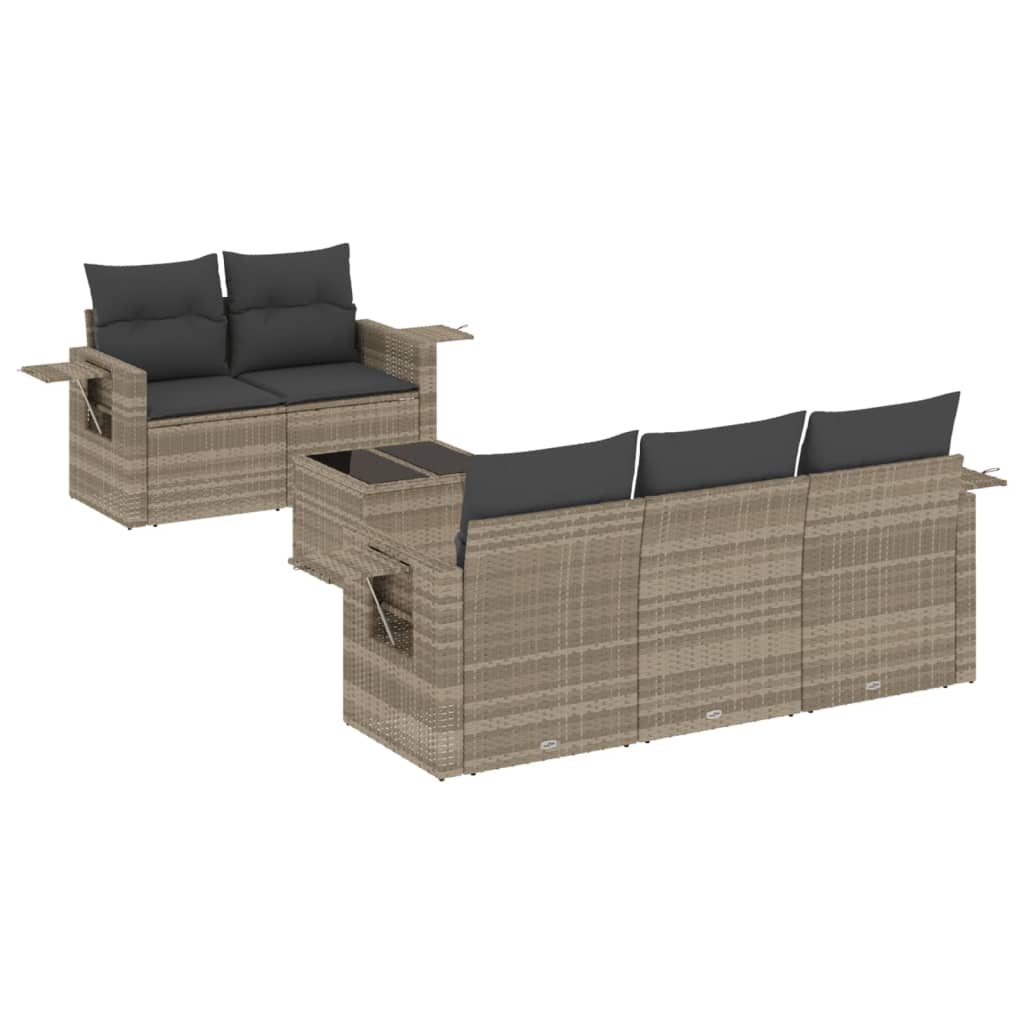 6-delige Loungeset met kussens poly rattan lichtgrijs is nu te koop bij PeponiXL, paradijselijk wonen!