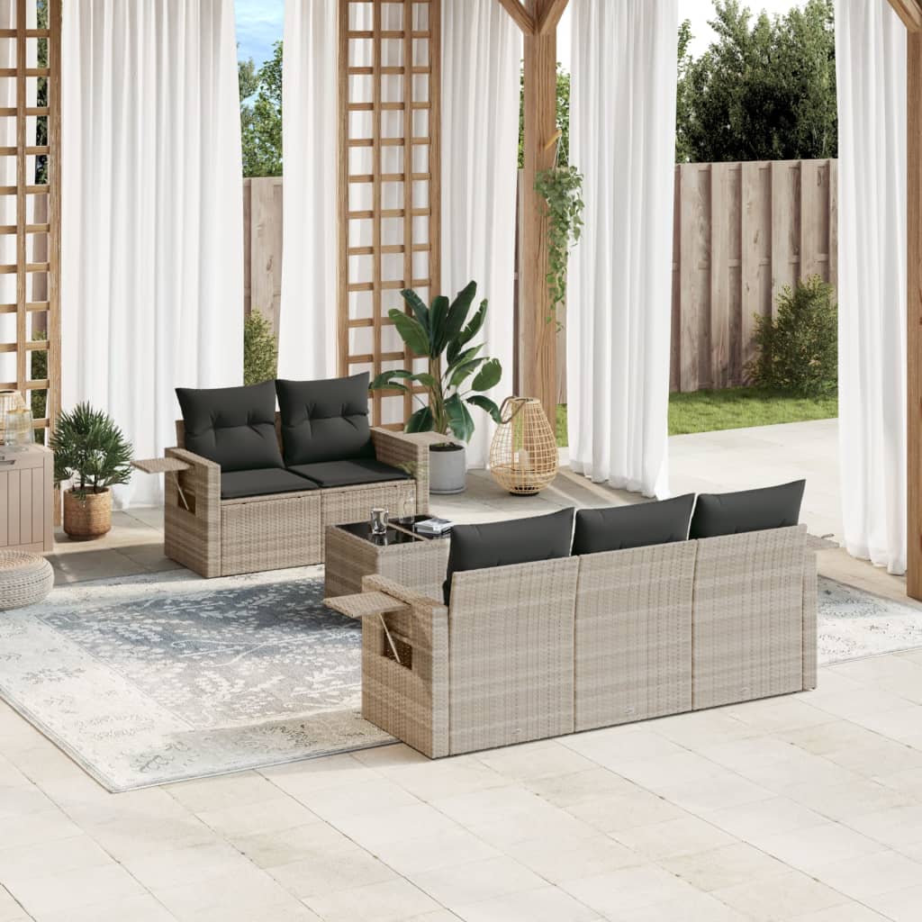 6-delige Loungeset met kussens poly rattan lichtgrijs is nu te koop bij PeponiXL, paradijselijk wonen!