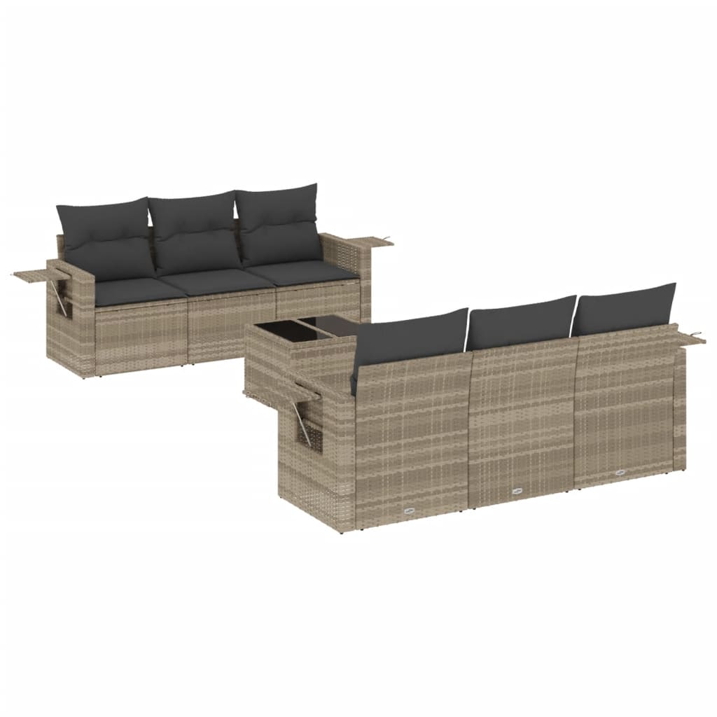 7-delige Loungeset met kussens poly rattan lichtgrijs is nu te koop bij PeponiXL, paradijselijk wonen!