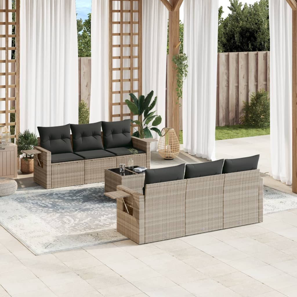 7-delige Loungeset met kussens poly rattan lichtgrijs is nu te koop bij PeponiXL, paradijselijk wonen!