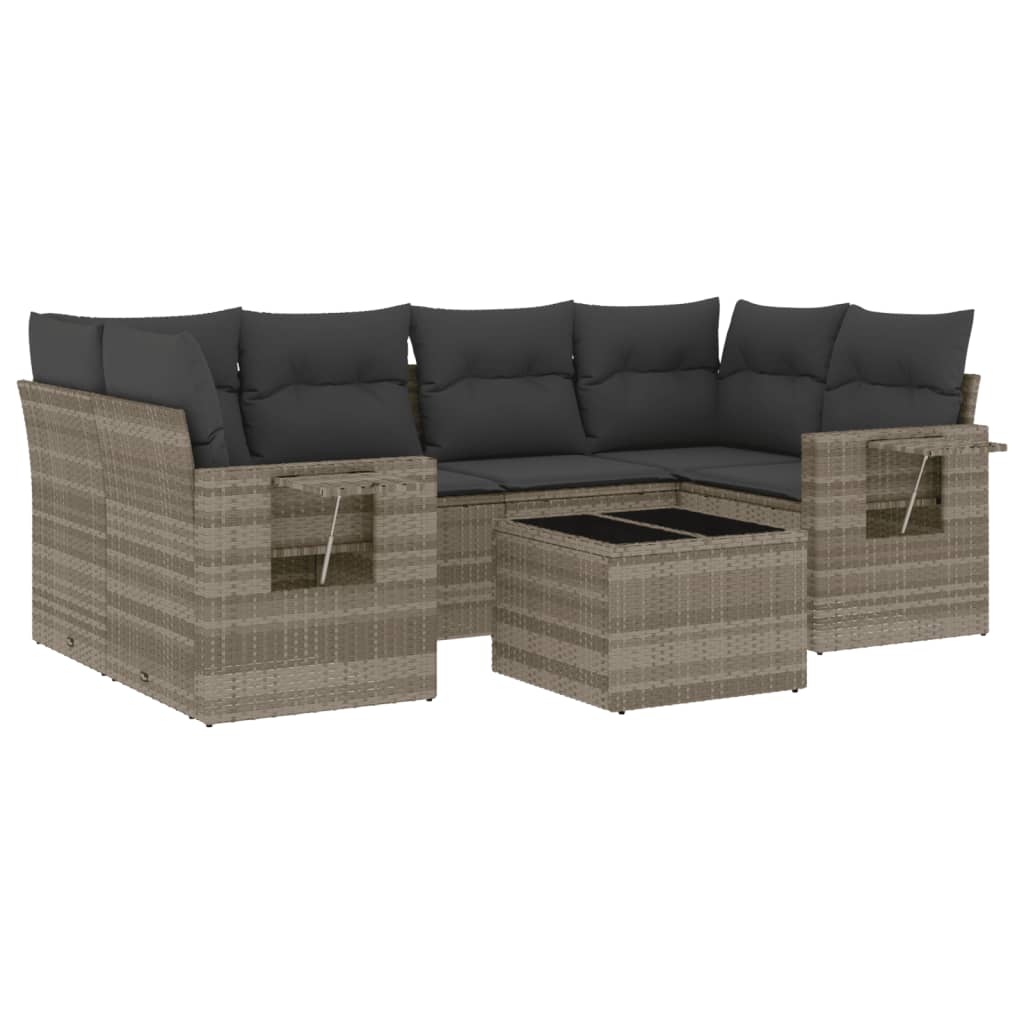 7-delige Loungeset met kussens poly rattan lichtgrijs is nu te koop bij PeponiXL, paradijselijk wonen!