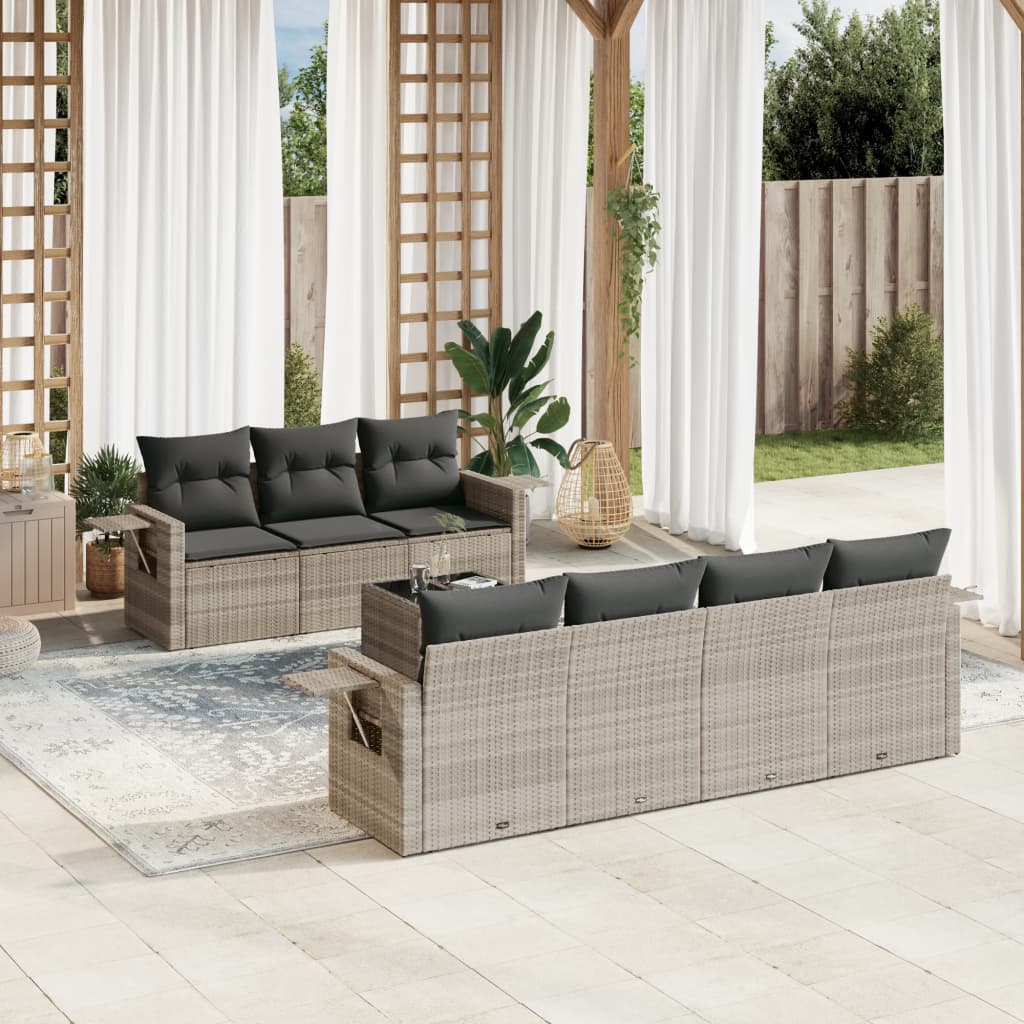 8-delige Loungeset met kussens poly rattan lichtgrijs is nu te koop bij PeponiXL, paradijselijk wonen!