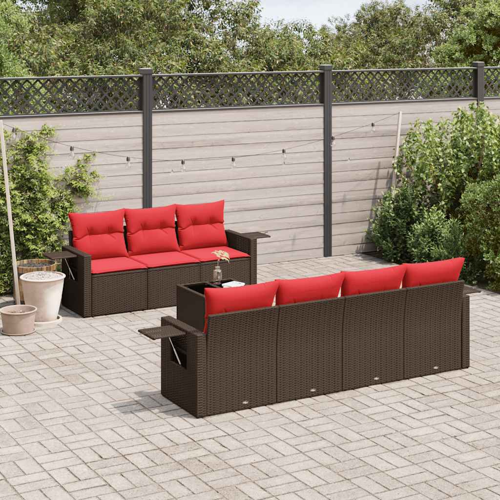 8-delige tuinbankset met kussens, bruin polyrotan is nu te koop bij PeponiXL, paradijselijk wonen!
