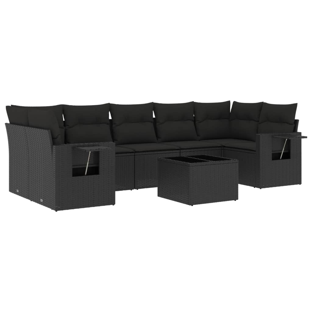 8-delige Loungeset met kussens poly rattan zwart is nu te koop bij PeponiXL, paradijselijk wonen!