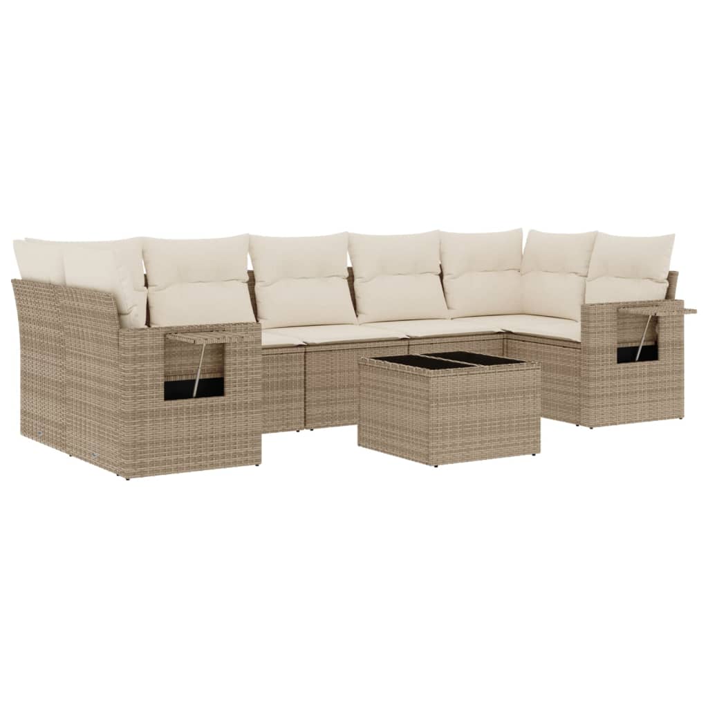 8-delige Loungeset met kussens poly rattan beige is nu te koop bij PeponiXL, paradijselijk wonen!