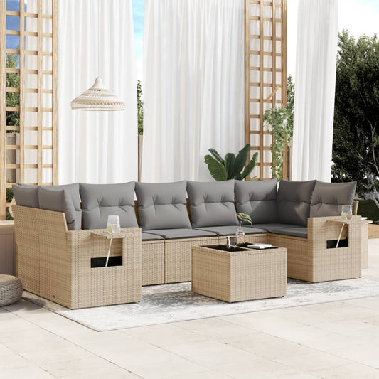 8-delige Loungeset met kussens poly rattan beige is nu te koop bij PeponiXL, paradijselijk wonen!
