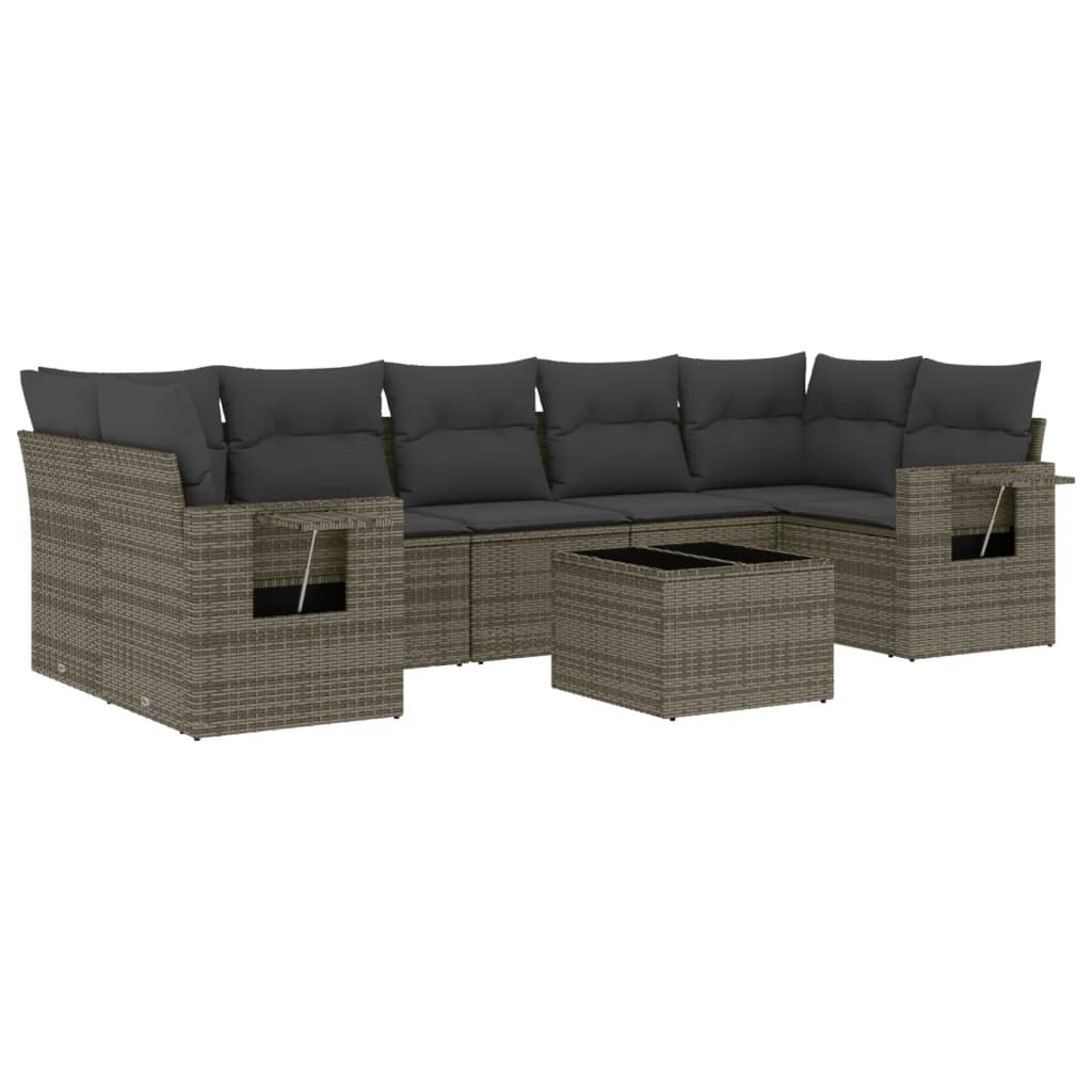 8-delige Loungeset met kussens poly rattan grijs is nu te koop bij PeponiXL, paradijselijk wonen!