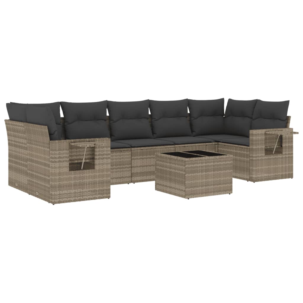 8-delige Loungeset met kussens poly rattan lichtgrijs is nu te koop bij PeponiXL, paradijselijk wonen!